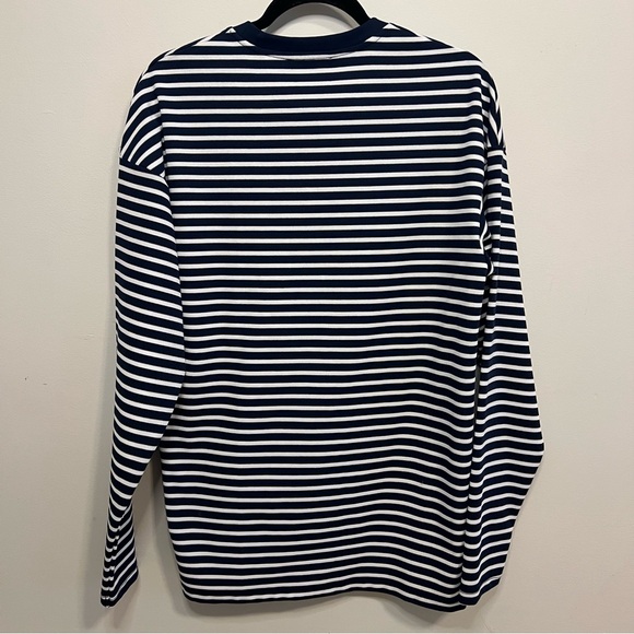 Jack & Jones Navy and White Striped Crewneck Classic Casual Work Business - Picture 6 of 6